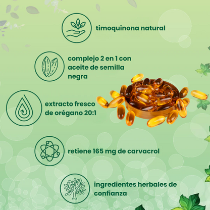 Aceite de Orégano con Aceite de Semilla Negra